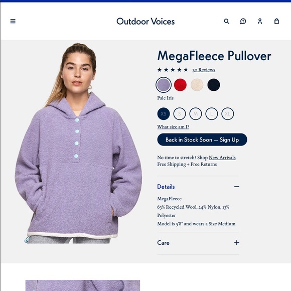 outdoor voices fleece pullover